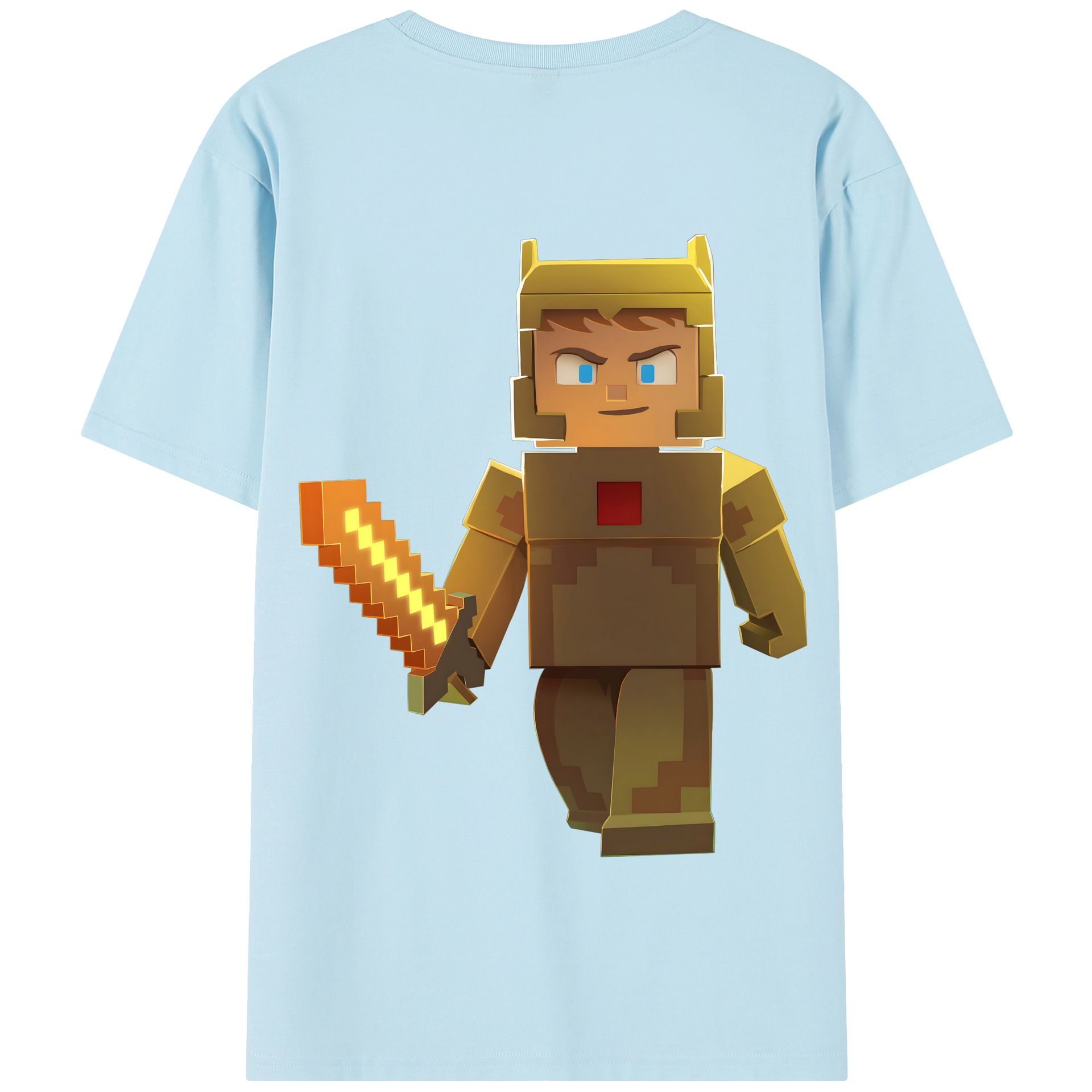（画像用） マインクラフト ブロックの世界 Minecraft MC Block world 綿100％半袖Tシャツ（背面プリント）